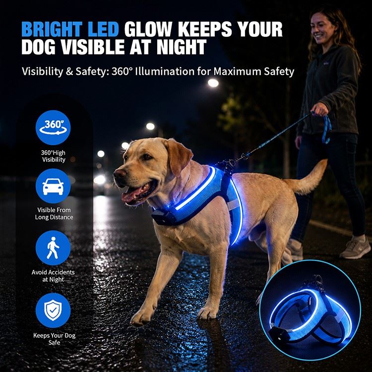 Rechargeable Light Up Dog Harness factory